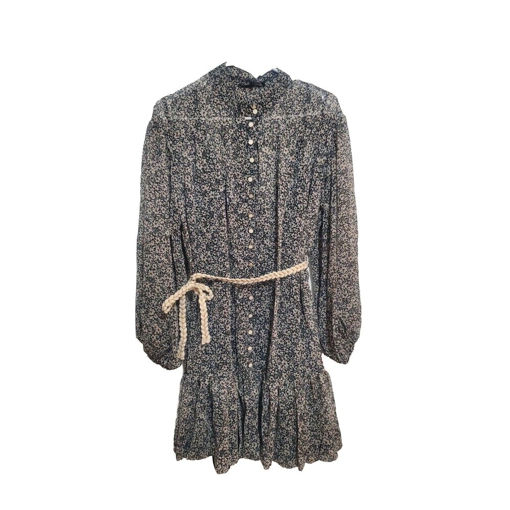Dress With Rope Tie Belt Bell Sleeves With Liner MEDIUM